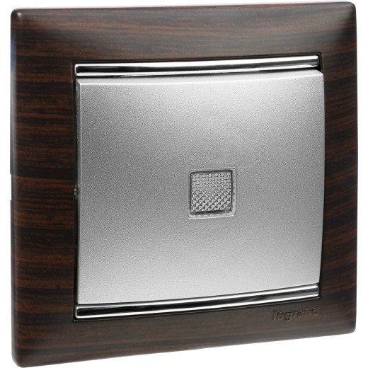 Рамка 1 пост - Legrand Valena - темное дерево/серебряный штрих