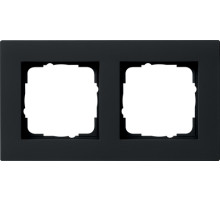 Gira E2 Черный Рамка двойная 2-постовая (заподлицо)