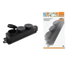 TDM Розетка трехместная с заглушками каучук 2Р+РЕ 16А 250В IP44 серии 