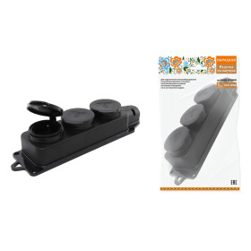 TDM Розетка трехместная с заглушками каучук 2Р+РЕ 16А 250В IP44 серии 