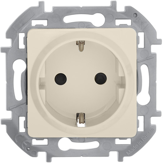 Розетка с заземлением - Legrand/Daccord Inspiria - со шторками 16А 250В винтовые зажимы - слоновая кость