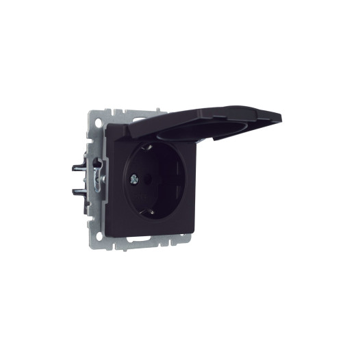 BRITE Роз. с з/к/ш с кр. 16А IP44 РСбш10-3-44-БрЧ черн. IEK