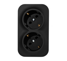 Legrand Quteo IP20 Чёрный матовый Розеточный блок двойной с заземлением предварительным подключением без шторок 16А 250В винтовые зажимы накладной мон