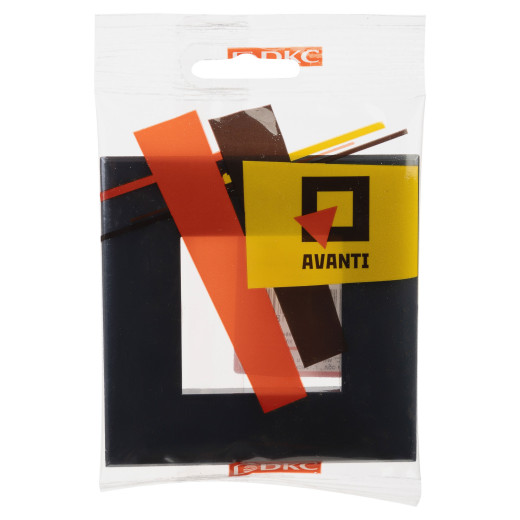 Рамка 1 пост (2 мод.), Avanti, черный квадрат