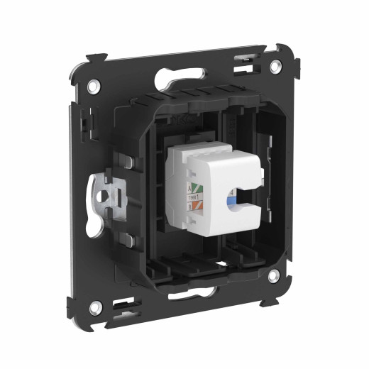 Телефонная розетка RJ-12 без шторки в стену одинарная, Avanti, черный матовый