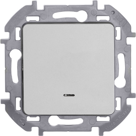 Переключатель одноклавишный с подсветкой/индикацией - Legrand/Daccord Inspiria - 10АХ 250В безвинтовые зажимы - алюминий