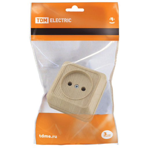 Розетка 2П открытой установки IP20 10А, сосна 