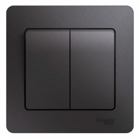 Systeme Electric Glossa Графит Выключатель 2-клавишный, сх.5, 10AX (в сборе)