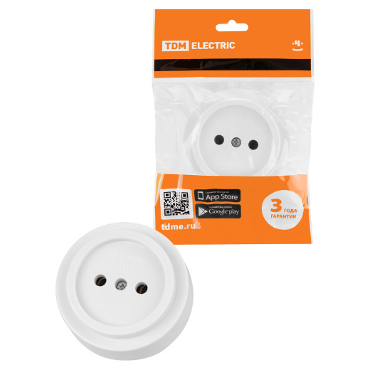 Розетка 2П открытой установки IP20 10А белая 