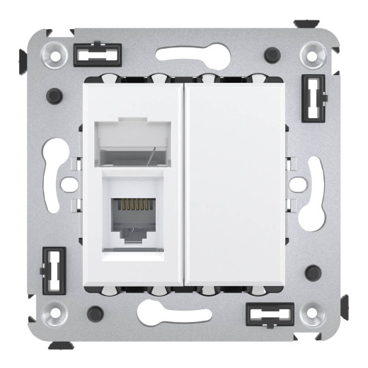 Телефонная розетка RJ-12 в стену одинарная, Avanti, белое облако