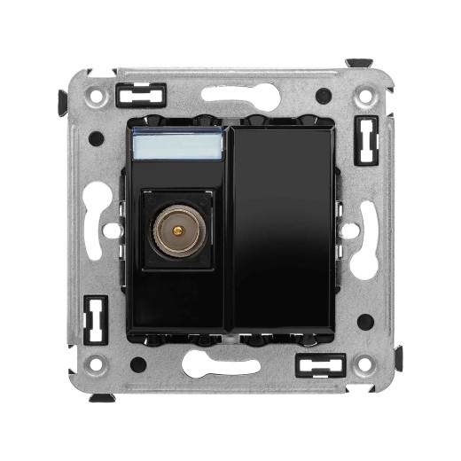 Розетка TV одиночная в стену, Avanti, черный квадрат