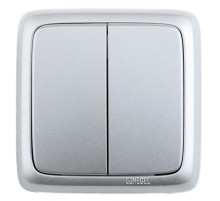 Hegel Альфа наруж Серебро ВА16-153-06 Выключатель 2-клавишный с изол. пластиной