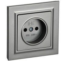 IEK BRITE Сталь Розетка без з/к/ш 10А в сборе РСР10-1-0-БрС