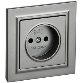 IEK BRITE Сталь Розетка без з/к/ш 10А в сборе РСР10-1-0-БрС