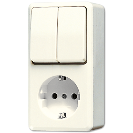 Штепсельная розетка SCHUKO для накладного монтажа с сдвоенным выключателем