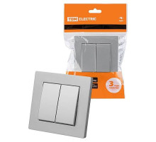 TDM Выключатель 2-х кл. 10А серебр. металлик 