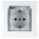 Simon 15 Белый Розетка 1-я с/з с крышкой с защитными шторками, IP44 (в сборе с рамкой)