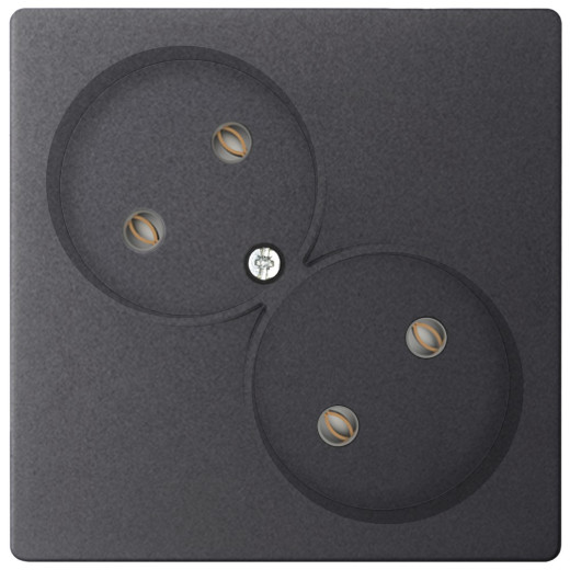 Розетка двойная 2К без защитных шторок, графит