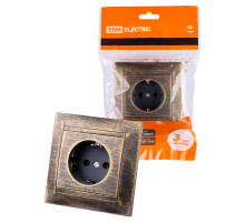 TDM Розетка 2П+З 16А 250В старинная бронза 