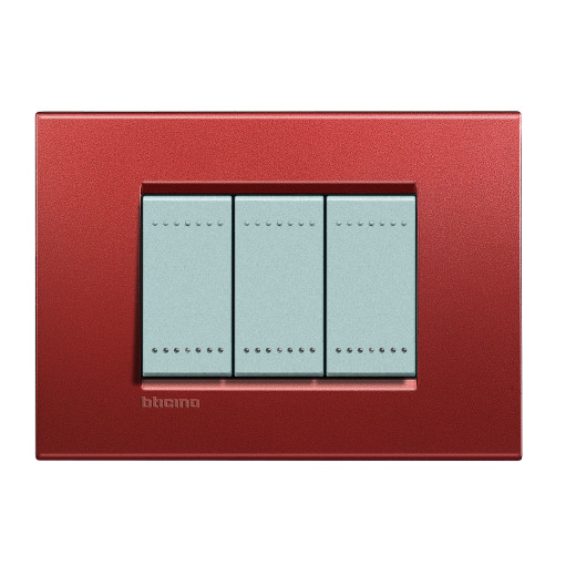 Livinglight Рамка прямоугольная, 3 модуля, цвет Красный шелк