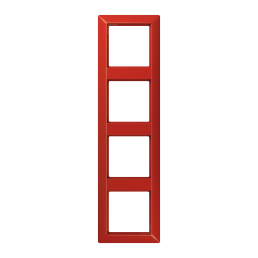 Рамка 4-кратная для вертикальной и горизонтальной установки, термопласт, красная