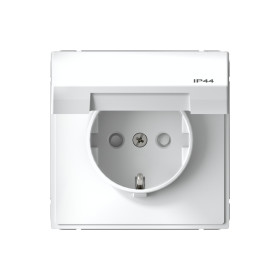 Systeme Electric ArtGallery Белый Розетка с заз.со шт.с крышк, 16А, IP44,  механизм, быстрозажим. клем.