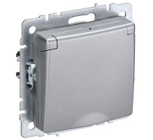 IEK BRITE BASE Алюминий Розетка 1-м с/з с защ шторк и крыш 16А IP20 РСбш10-3-БрА