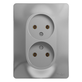 Systeme Electric Glossa Алюминий Розетка 2-я б/з (в сборе с рамкой)