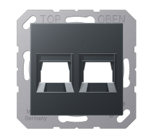 JUNG Kрышка для 2-х разъемов без видимого винта подпружиненная шторка термопласт матовый антрацит