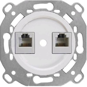 BIRONI Шедель Пластик Белый Розетка RJ45 + RJ11 (скрытый монтаж)