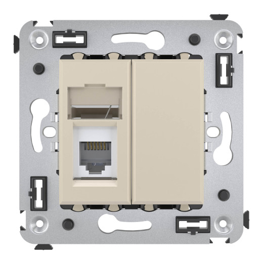 Телефонная розетка RJ-12 в стену одинарная, Avanti, ванильная дымка