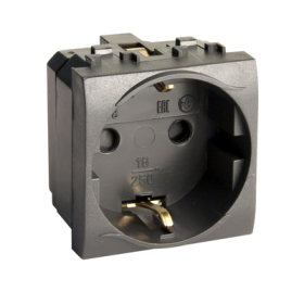 DKC Brava Электрическая розетка, с заземлением, со шторками, черная, 2 мод.