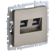 IEK BRITE BASE Шампань Розетка комп. 2-ая RJ45 кат.6 РК11-2-БрШ