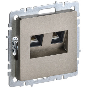 IEK BRITE BASE Шампань Розетка комп. 2-ая RJ45 кат.6 РК11-2-БрШ