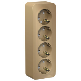 Systeme Electric Blanca наруж Титан Розетка 4-ая с/з со шторками 16А, 250В, изолир. пластина