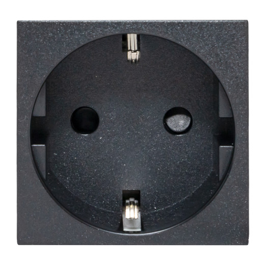 Розетка 45x45 с зазем., с защ. шторками, 90 градусов, черная, матовая EKF