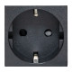 Розетка 45x45 с зазем., с защ. шторками, 90 градусов, черная, матовая EKF