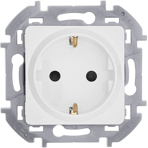 Розетка с заземлением - Legrand/Daccord Inspiria - со шторками 16А 250В винтовые зажимы - белый