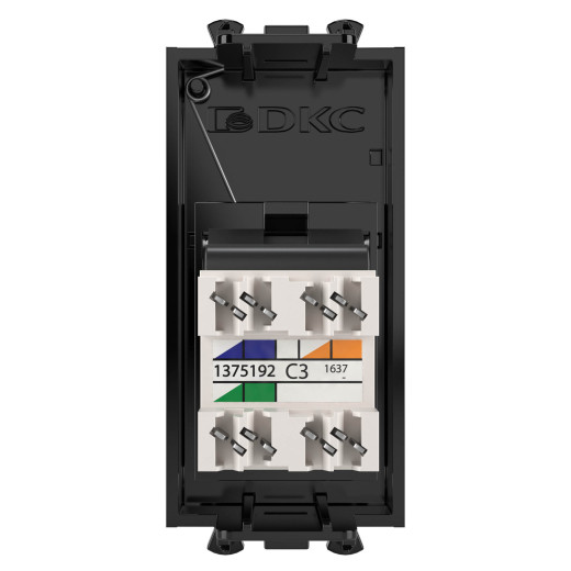 Телефонная розетка RJ-12 модульная, Avanti, черный квадрат, 1 модуль