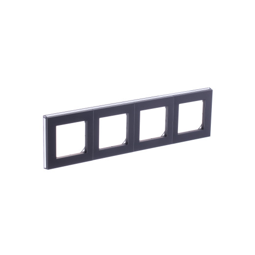 Рамка ABB Levit 4 поста сталь / дымчатый чёрный