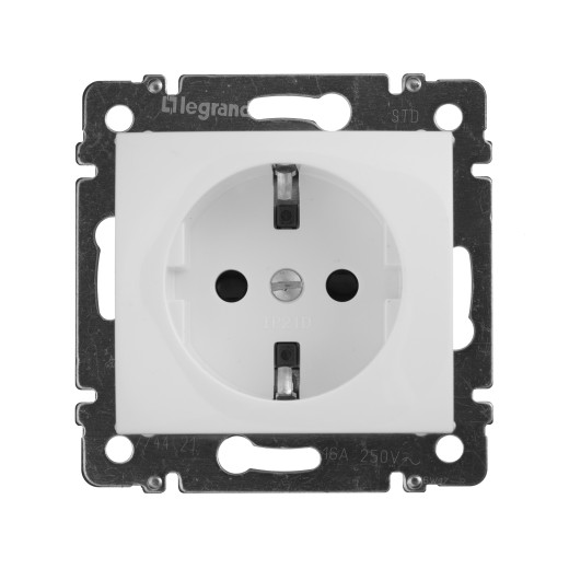 Розетка с заземлением - Legrand Valena - со шторками 16А 250В винтовые зажимы - белый