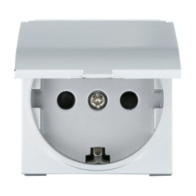 Ecoplast LK45 Розетка с з/к, шторками и крышкой (серебристый металлик)