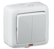 Hegel Альфа наруж Белый ВА10-252 Выключатель 2-клавишный, с индикацией, брызгозащищенный