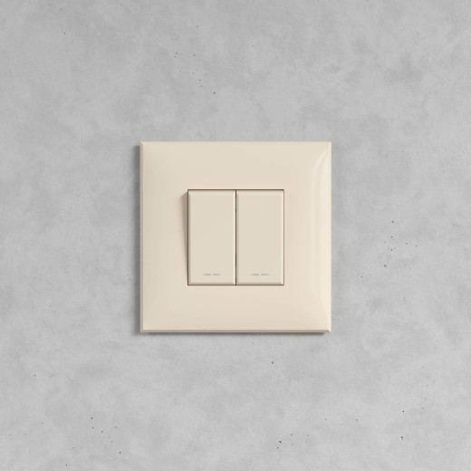 Выключатель двухклавишный в стену, Avanti, ванильная дымка