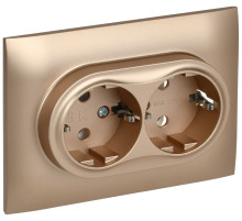 IEK SKANDY Песочный Розетка 2-ая с/з без защитных шторок 16А в сборе SK-R08Sa