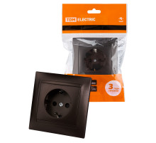 TDM Розетка 2П+З 16А 250В с защ. шт. шоколад 