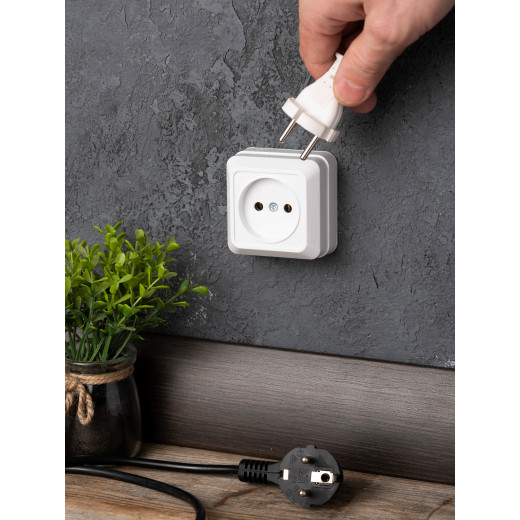 Рим Розетка 1-местная 10А без заземления белая EKF