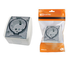 TDM Розетка 2П+3 открытой установки IP54 16А с прозрачной крышкой белая 