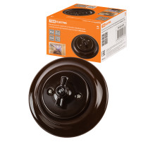 TDM Выключатель скрытой установки фарфоровый поворотный проходной с ручкой (бантик) 10А коричневый «Боло