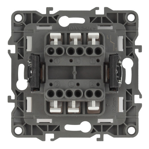 12-1104-03 ЭРА Выключатель двойной, 10АХ-250В, IP20, Эра12, алюминий (10/100/3200)